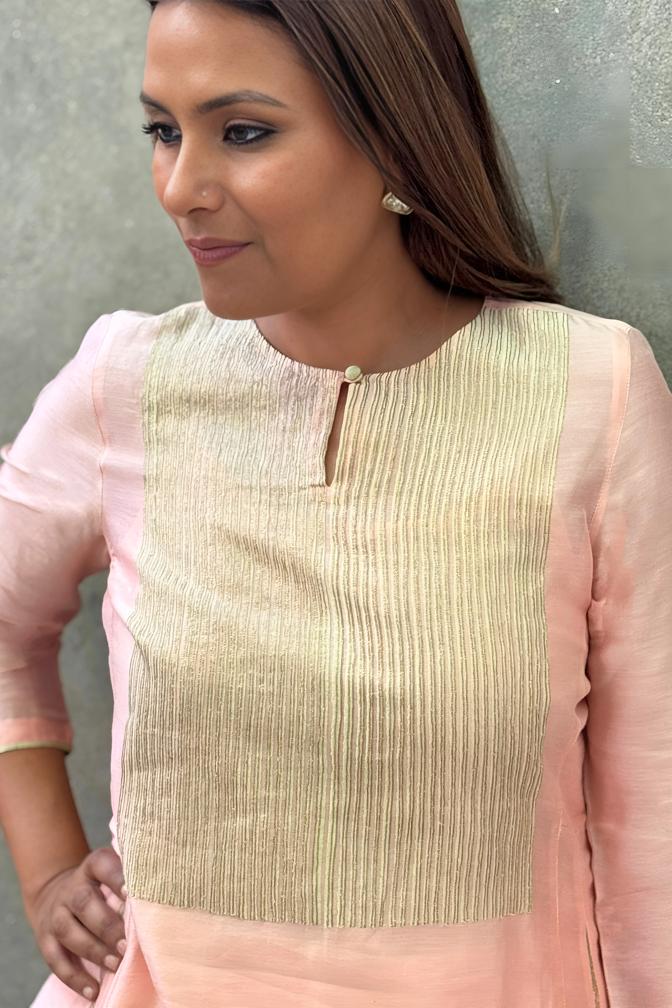 BLUSH CHANDERI KURTA SET