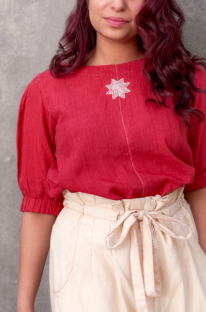RED TOP WITH STAR MOTIF