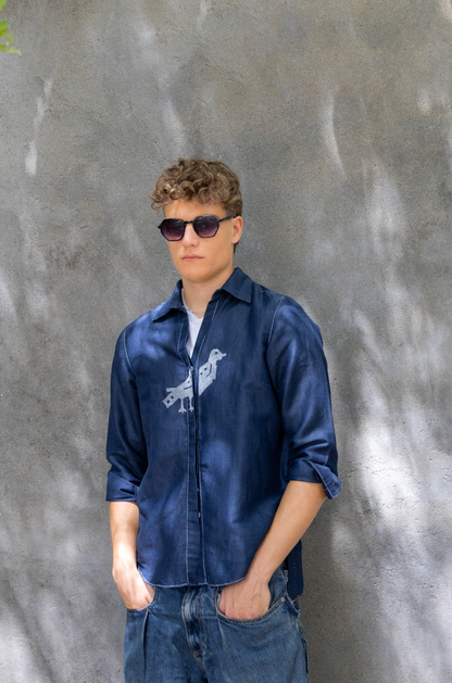 INDIGO BIRD LINEN SHIRT US F&F