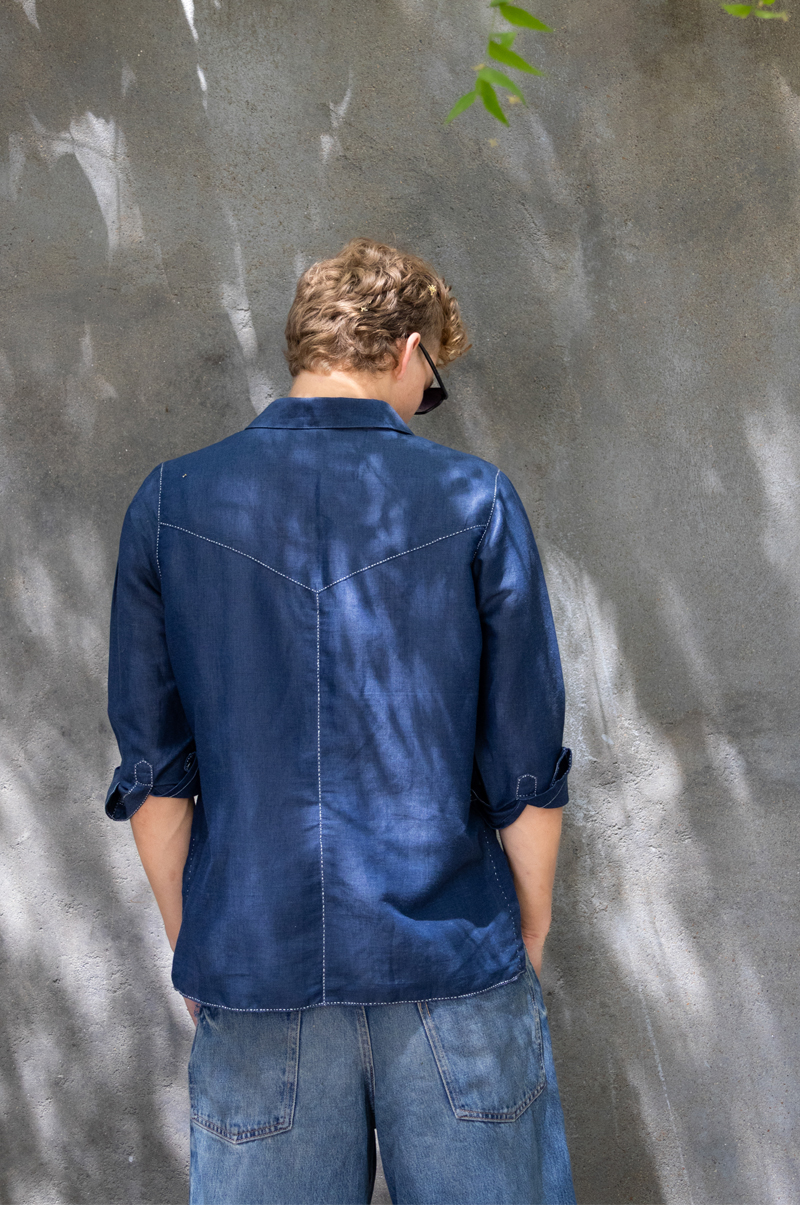 INDIGO BIRD LINEN SHIRT US F&F