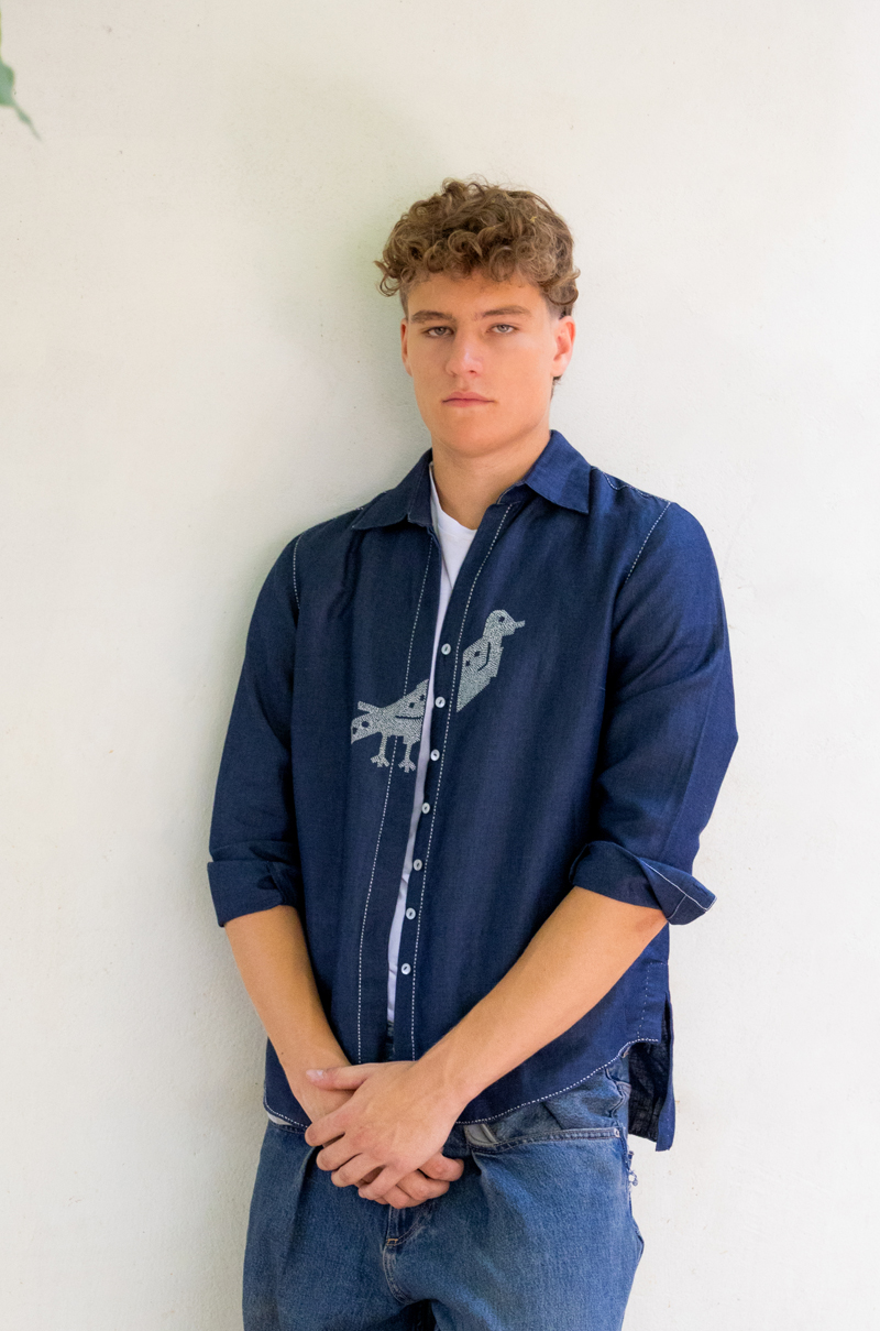 INDIGO BIRD LINEN SHIRT US F&F