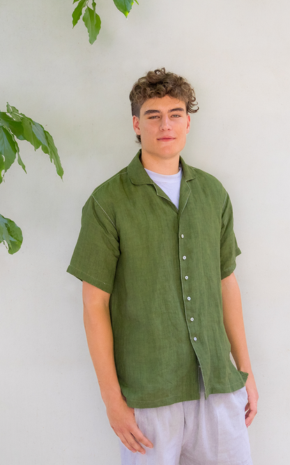 OLIVE LINEN SHIRT