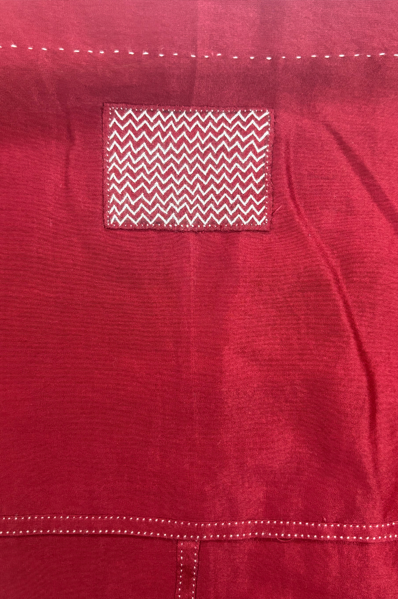 RED IKAT TOP WITH CHEVRON PATTERN IN  YOKE - RTS