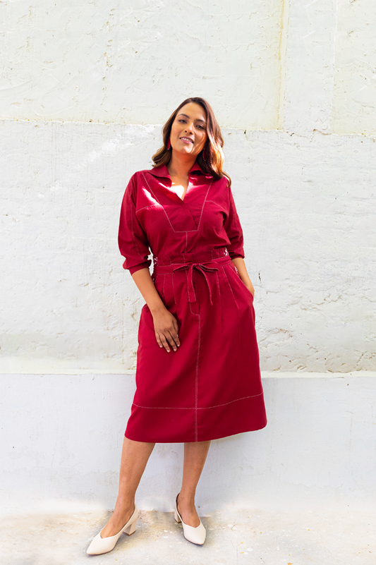 RED COTTON CO- ORD SET