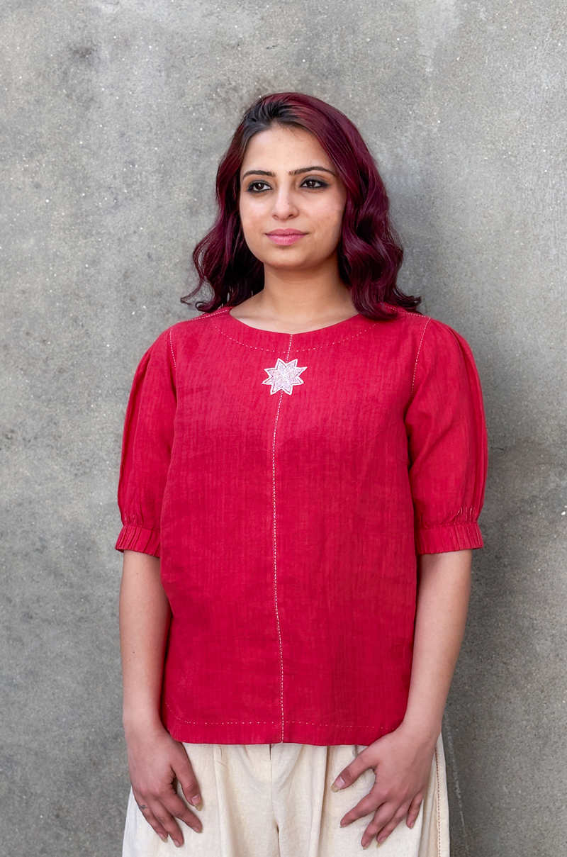 RED TOP WITH STAR MOTIF