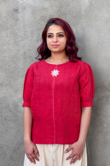RED TOP WITH STAR MOTIF