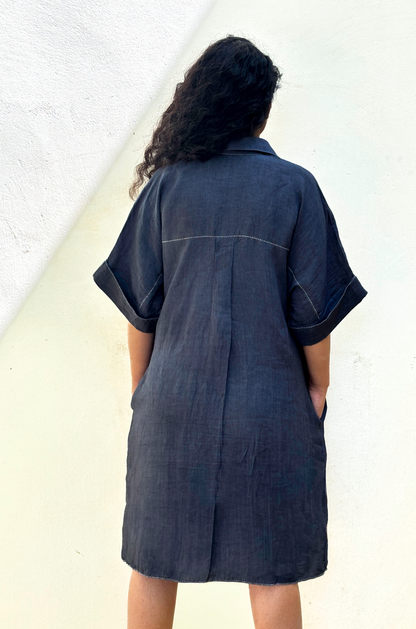 CHARCOAL SHIRT DRESS