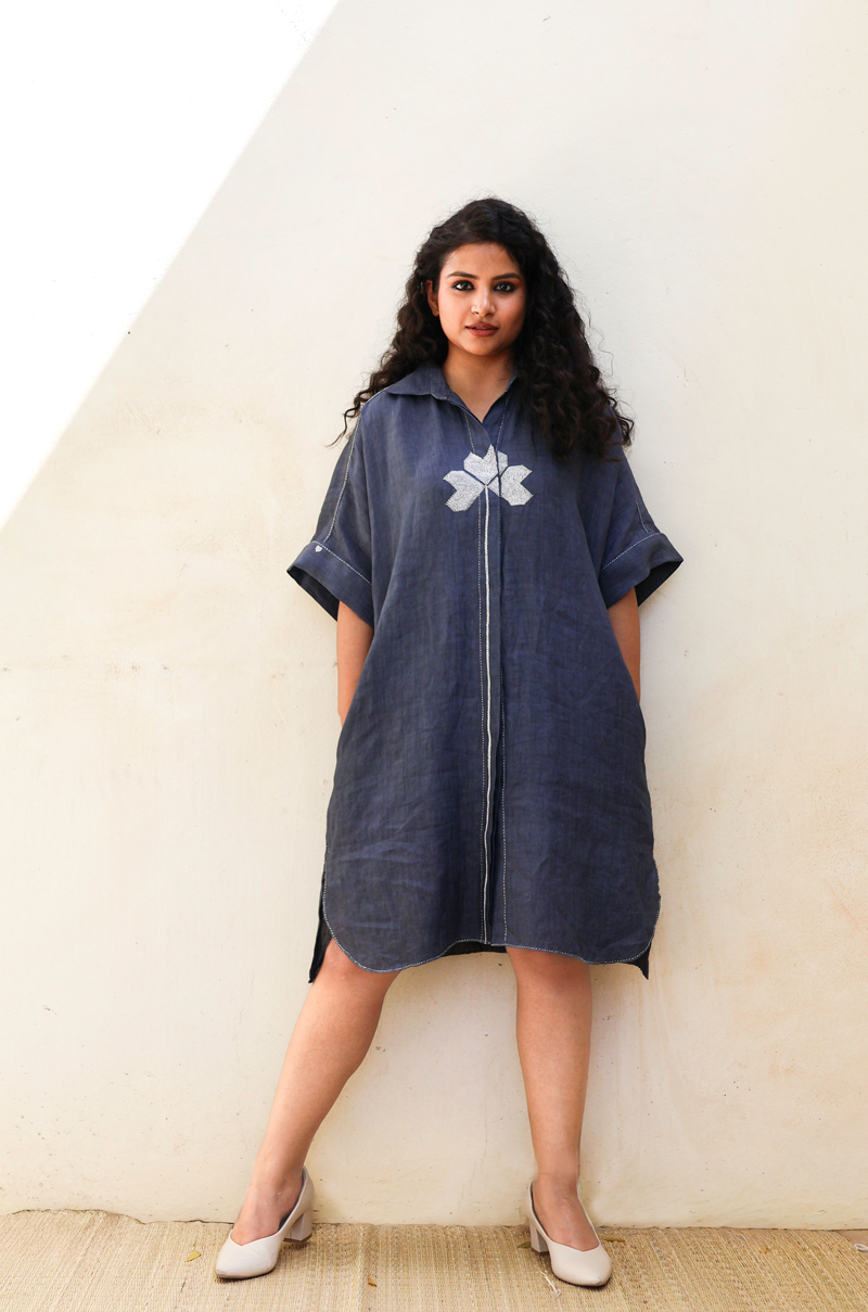 CHARCOAL SHIRT DRESS