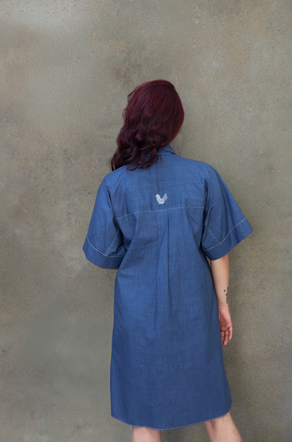 MIDNIGHT BLUE LACE POCKET DRESS
