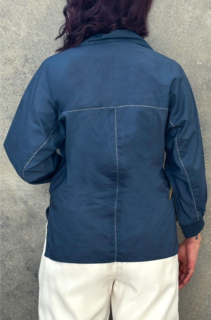 MIDNIGHT BLUE COTTON TOP WITH STITCH HIGHLIGHT