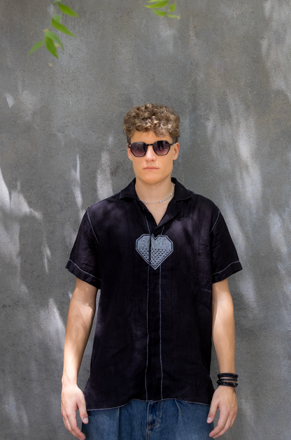 BLACK HEART LINEN SHIRT